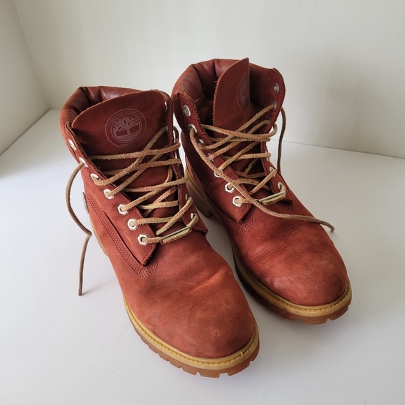 Burgundy Timberland Waterproof Nubuck Boots Men's 7.5 - Picture 4 of 11